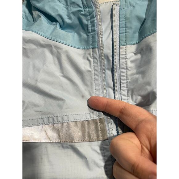 LL Bean Rain Coat Wind Breaker Lightweight Hooded Girls Medium 10-12 Blue 0 BVS1 - Picture 15 of 16